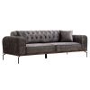 Καναπές-κρεβάτι PWF-0596 pakoworld τύπου Chesterfield 3θέσιος ύφασμα ανθρακί 225x92x78εκ 071-001389