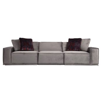 Καναπές 3θέσιος PWF-0594 pakoworld ύφασμα γκρι 300x100x76εκ 071-001406
