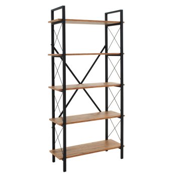 Βιβλιοθήκη Wook pakoworld καρυδί-μαύρο 90x34x180εκ 071-001422