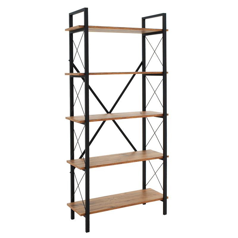 Βιβλιοθήκη Wook pakoworld καρυδί-μαύρο 90x34x180εκ 071-001422