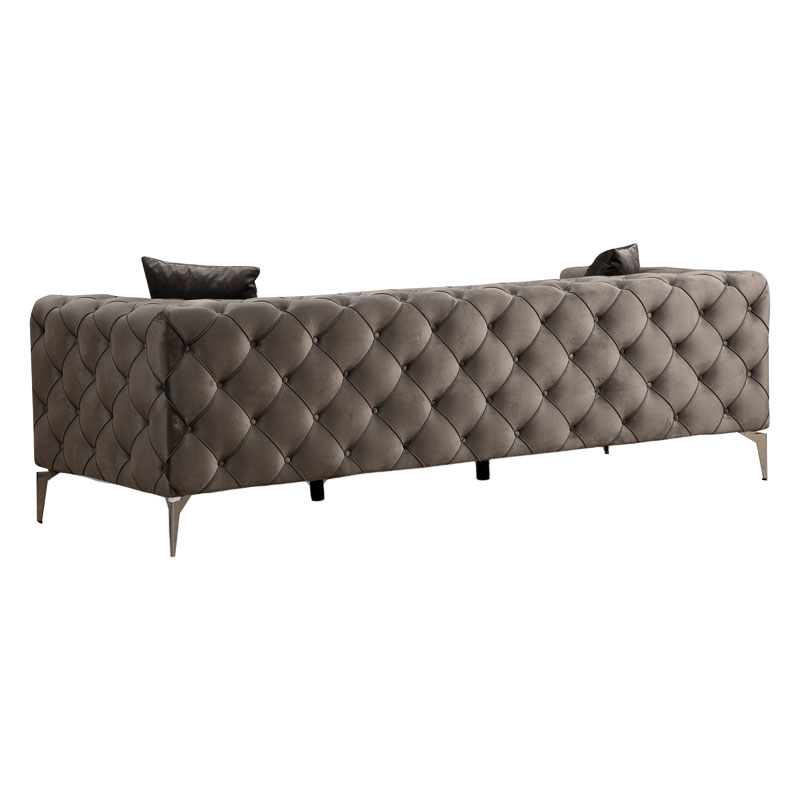 Καναπές 3θέσιος PWF-0579 τύπου Chesterfield ύφασμα ανθρακί 237x90x73εκ - Image 3