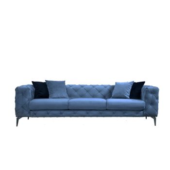 Καναπές 3θέσιος PWF-0579 pakoworld τύπου Chesterfield ύφασμα ανοιχτό μπλε 237x90x73εκ 071-001430