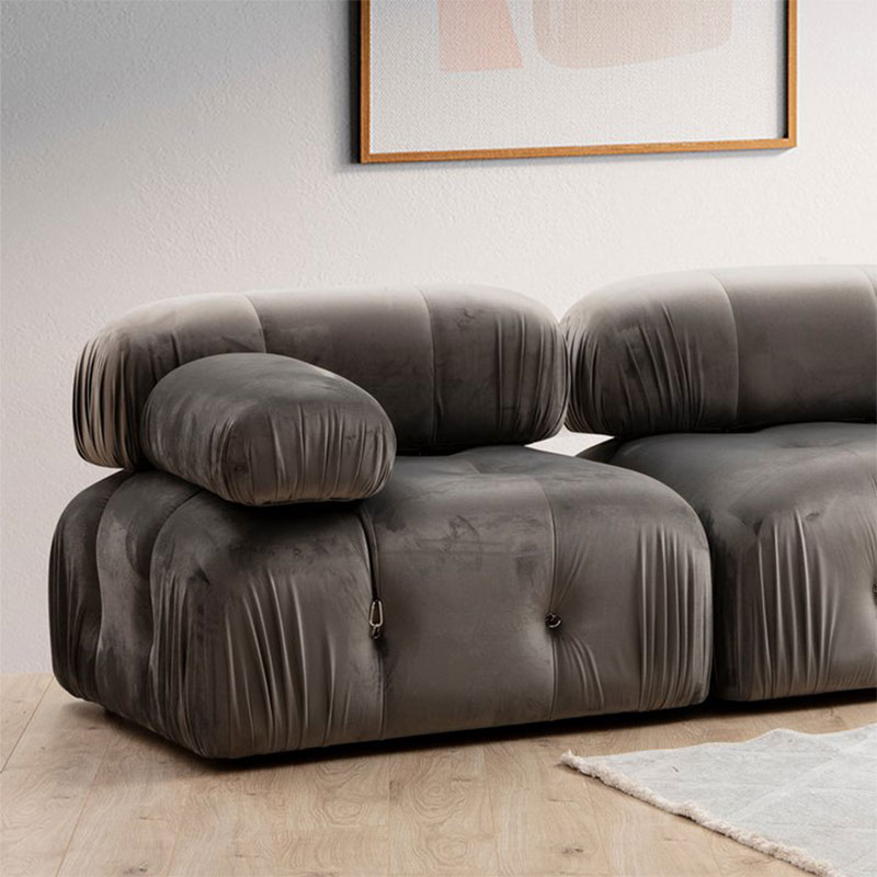 Πολυθρόνα Divine βελουτέ γκρι με δεξί μπράτσο 95x95x75εκ - Image 2