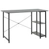 Γραφείο Mount pakoworld με ραφιέρα-MDF γκρι antique-μαύρο 120x60x76εκ 072-000067
