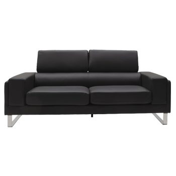 Alternative view of Καναπές Shea  3θέσιος pu μαύρο-inox 198x80x87εκ