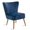 Πολυθρόνα Stork pakoworld βελούδο σκούρο μπλε-φυσικό 68x54x78εκ 080-000005