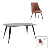 Τραπεζαρία Lifo-Giselle  pakoworld σετ 7τμχ MDF cement-σάπιο μήλο 160x90x75εκ 096-000036