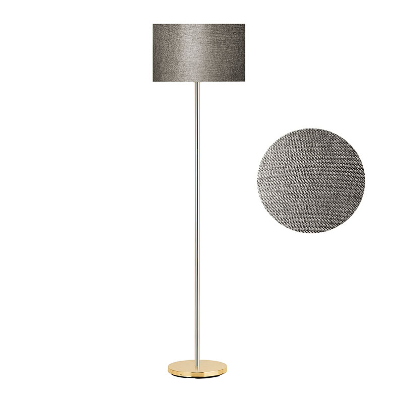 Μεταλλικό φωτιστικό δαπέδου Clap pakoworld E27 χρυσό-pvc καπέλο γκρι-καφέ Φ30x150εκ 099-000043