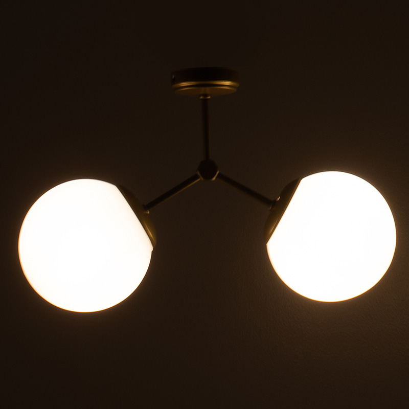 Φωτιστικό οροφής δίφωτο PWL-0997 E27 χρυσό antique 40x15x30εκ - Image 2
