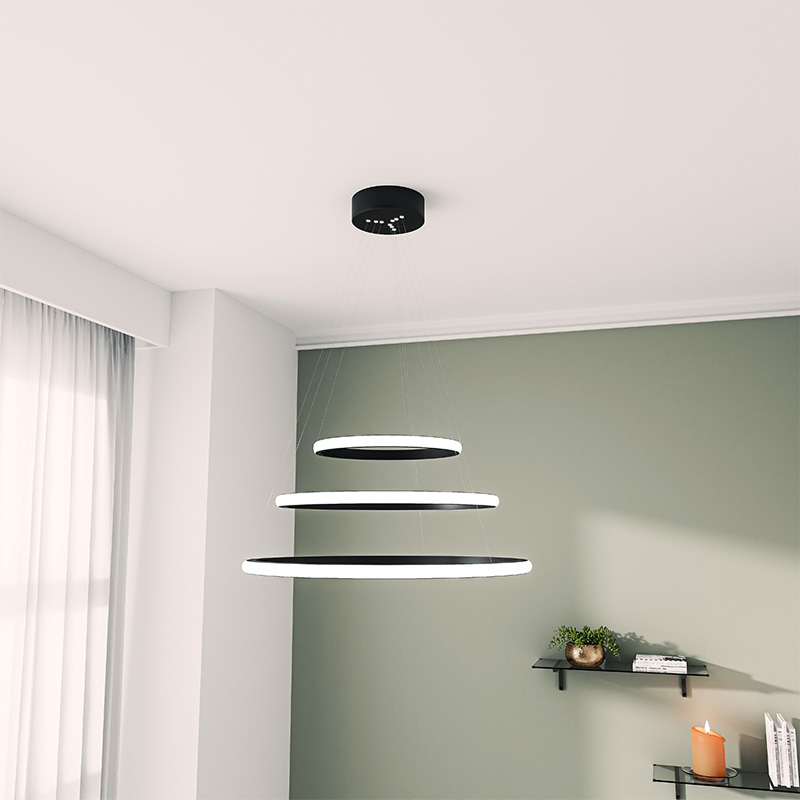 Φωτιστικό οροφής τρίφωτο PWL-1162 LED μαύρο Φ38x160εκ - Image 2