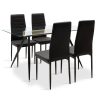 Τραπεζαρία Astrid-Parker pakoworld σετ 5τμχ γυάλινη με μαύρο pu 140x80x75εκ 101-000061