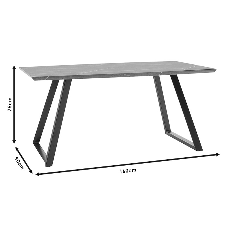 Τραπέζι Rouse MDF μαύρο μαρμάρου-μαύρο 160x90x75εκ - Image 5