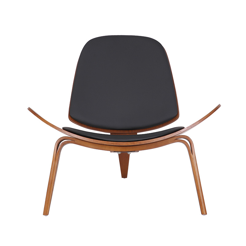 Πολυθρόνα Vilma PU μαύρο- plywood καρυδί 90x73x75εκ - Image 6