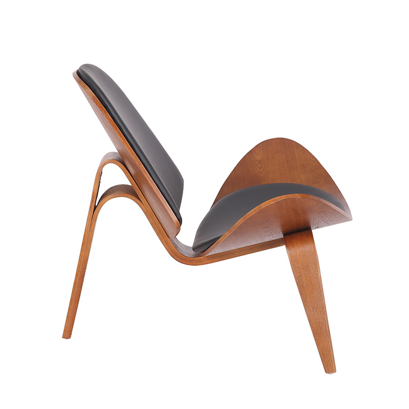 Πολυθρόνα Vilma PU μαύρο- plywood καρυδί 90x73x75εκ - Image 5