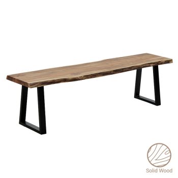 Παγκάκι Miles pakoworld μασίφ ξύλο 4εκ καρυδί-μαύρο 160x40x45εκ 113-000018