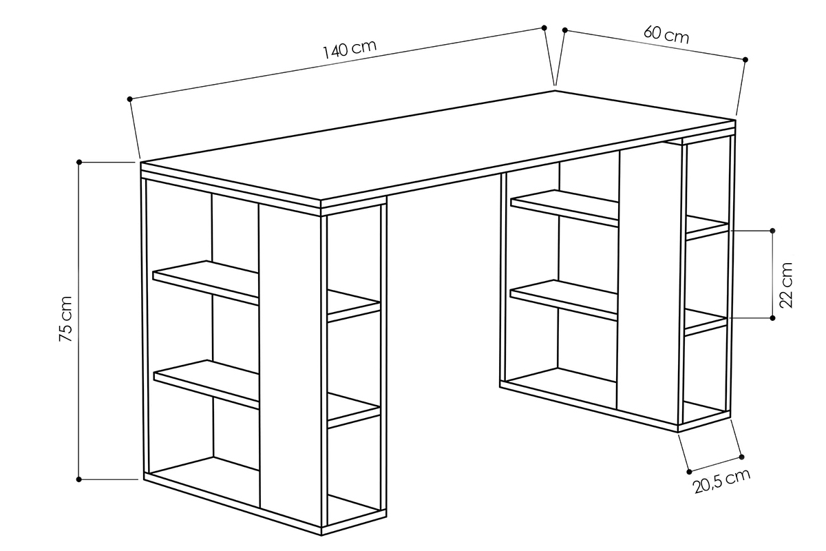Γραφείο Colmar χρώμα λευκό -σκούρο φυσικό 140x60x75εκ - Image 3
