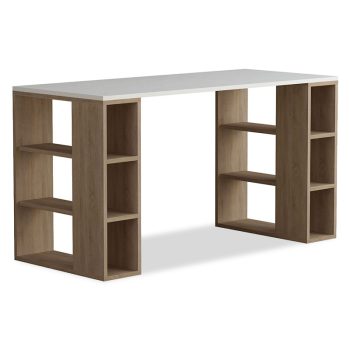 Γραφείο Colmar pakoworld χρώμα λευκό -σκούρο φυσικό 140x60x75εκ 119-000797