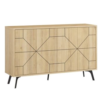 Μπουφές Ursula pakoworld φυσικό-μαύρο 123x35x77.5εκ 119-001108