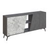 Μπουφές Hana pakoworld ανθρακί antique-λευκό μαρμάρου 180x35.5x82εκ 119-001118
