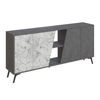 Μπουφές Hana pakoworld ανθρακί antique-λευκό μαρμάρου 180x35.5x82εκ 119-001118
