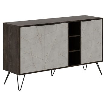 Μπουφές Clara pakoworld light καρυδί-λευκό μαρμάρου 142x35.5x83εκ 119-001132