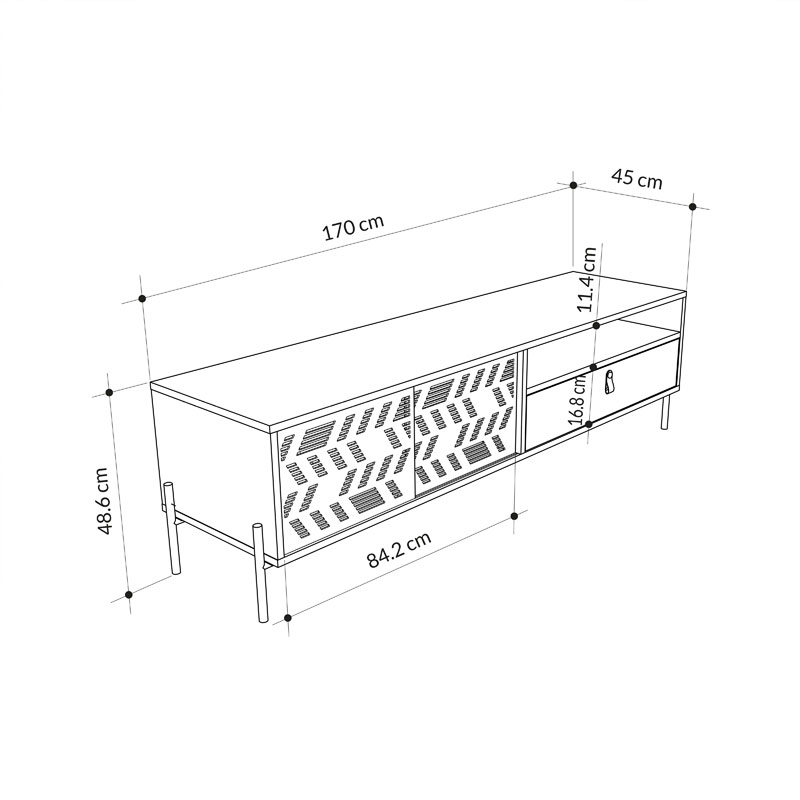 Έπιπλο τηλεόρασης Melati λευκό 170x45x48.5εκ - Image 4