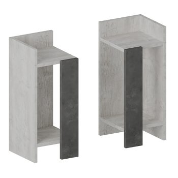 Κομοδίνο Immerse pakoworld σετ 2 τμχ. antique λευκό-γκρι 27x25x60εκ 119-001172