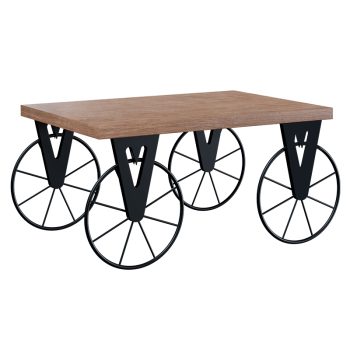 Τραπέζι σαλονιού Bike pakoworld χρώμα μαύρο-καρυδί 85x55x41εκ 120-000049