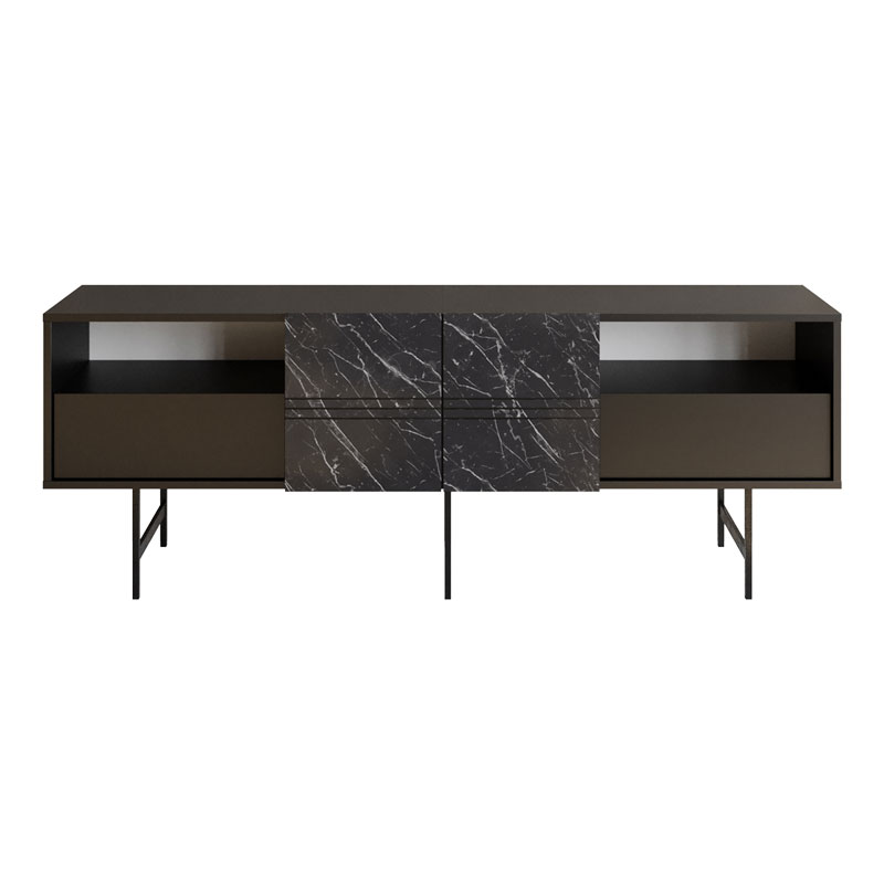 Μπουφές Kevan pakoworld μαύρο μαρμάρου-μαύρο πόδι 180x35x65εκ 120-000379