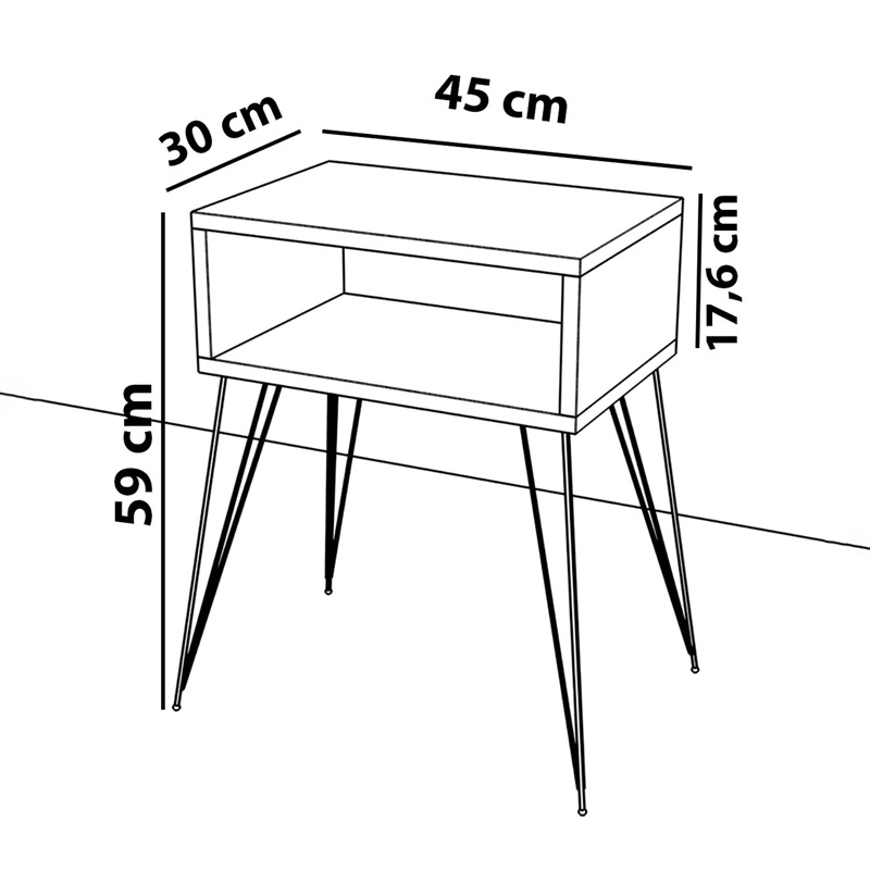 Κομοδίνο Naida μαύρο μαρμάρου μελαμίνης 45x30x59εκ - Image 4