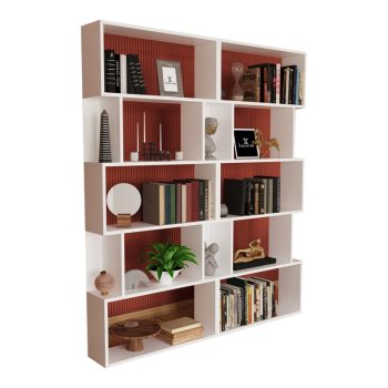 Βιβλιοθήκη Booky pakoworld 12 ραφιών λευκό μελαμίνης 120x20x175εκ 120-000403