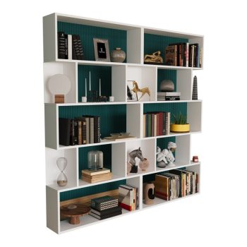 Βιβλιοθήκη Booky pakoworld 12 ραφιών λευκό μελαμίνης 180x20x175εκ 120-000404