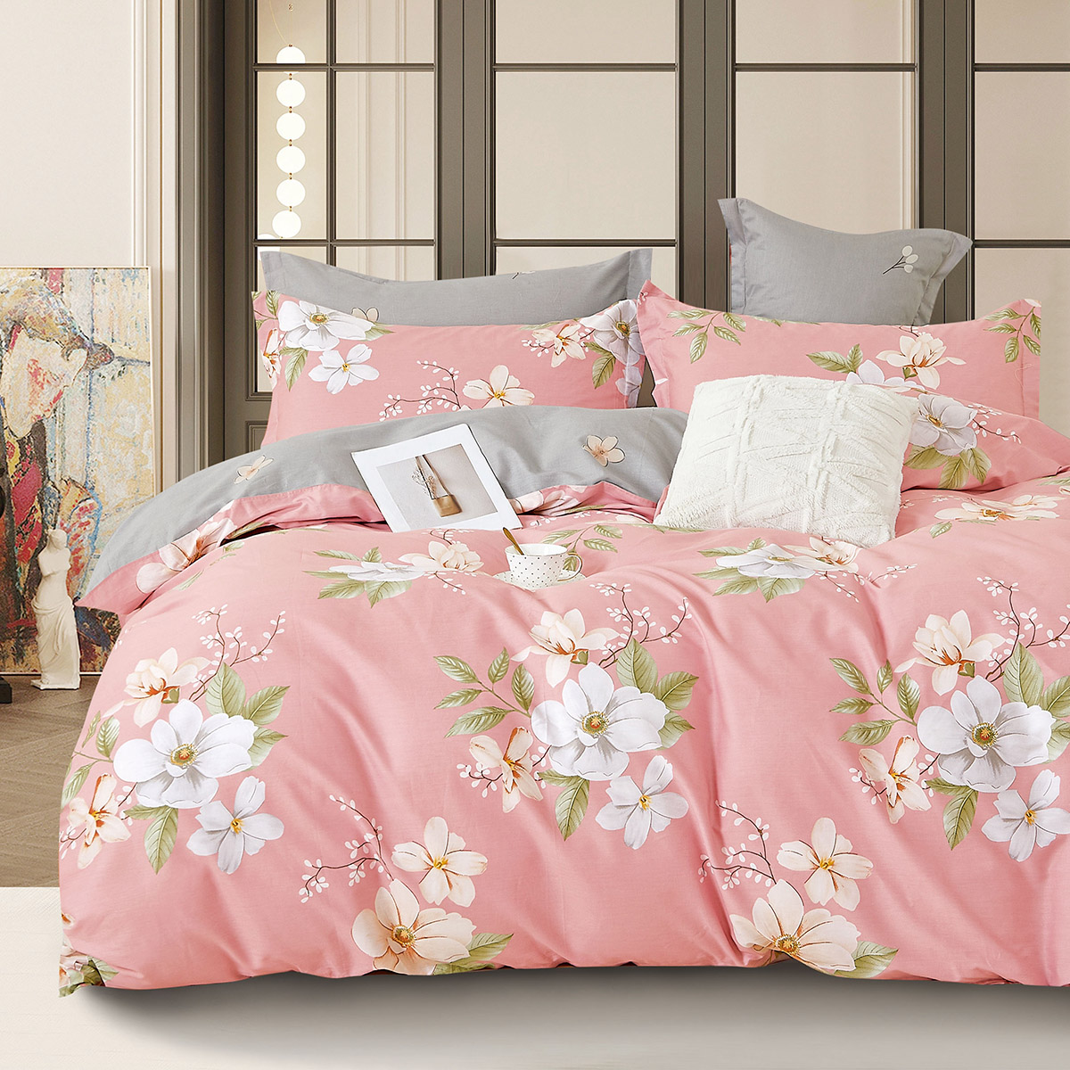 Σετ πάπλωμα υπέρδιπλο Art 12131 Kathrine 220x240 Ροζ Beauty Home