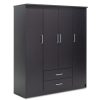Ντουλάπα ρούχων τετράφυλλη OLYMPUS pakoworld χρώμα wenge 159x57x183εκ 123-000046