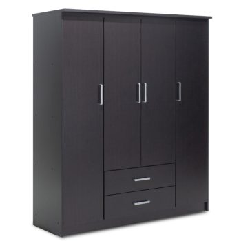 Ντουλάπα ρούχων τετράφυλλη OLYMPUS pakoworld χρώμα wenge 159x57x183εκ 123-000046