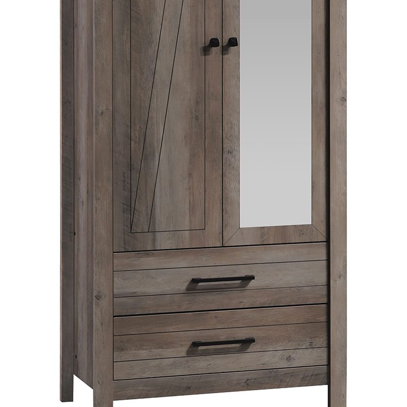Ντουλάπα ρούχων Tara δίφυλλη καθρέπτης rustic oak 84.5x52x193εκ - Image 3
