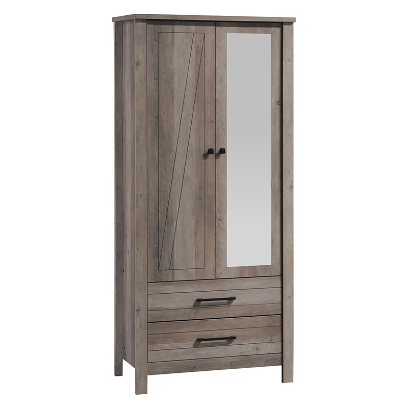 Ντουλάπα ρούχων Tara pakoworld δίφυλλη καθρέπτης rustic oak 84.5x52x193εκ 123-000170