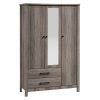 Ντουλάπα ρούχων Tara pakoworld τρίφυλλη καθρέπτης rustic oak 121x52x193εκ 123-000171
