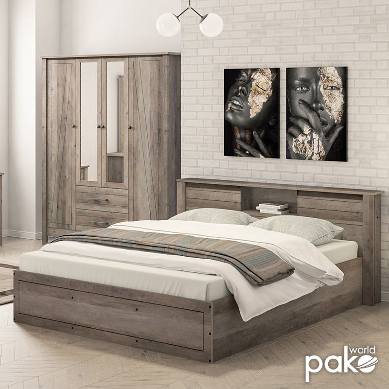 Κρεβάτι διπλό Tara rustic oak 160x200εκ - Image 2