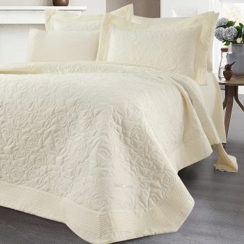 Beauty Home Σετ κουβερλί υπέρδιπλο Rose Art 12500 230x250 Εκρού