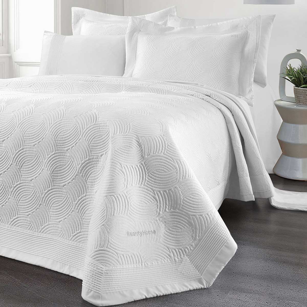Beauty Home Σετ κουβερλί υπέρδιπλο Clio Art 12503 230x250 Λευκό