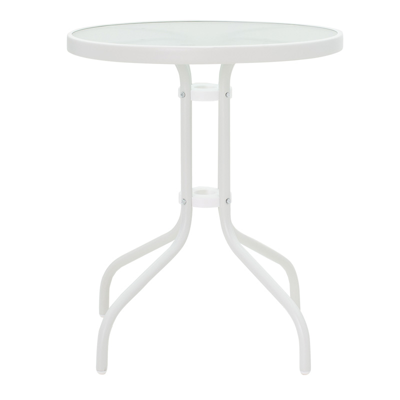 Τραπέζι Watson μέταλλο λευκό-γυαλί Φ60x70εκ - Image 2