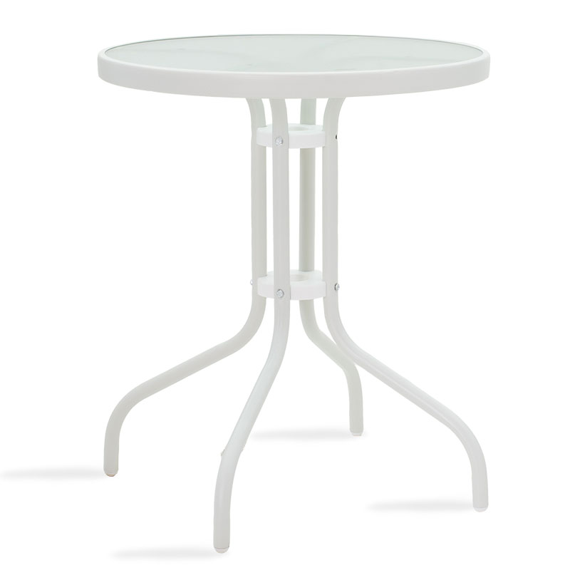 Τραπέζι Watson pakoworld μέταλλο λευκό-γυαλί Φ60x70εκ 130-000001