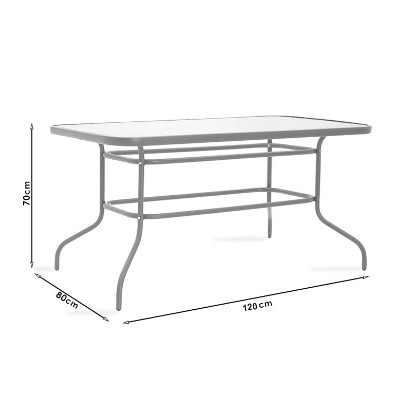 Τραπέζι Valor μέταλλο ανοικτό γκρι-γυαλί 120x70x70εκ - Image 4