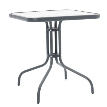 Τραπέζι Watson pakoworld μέταλλο ανθρακί-γυαλί 70x70x70εκ 130-000033