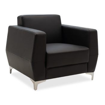 Πολυθρόνα Dermis pakoworld inox-τεχνόδερμα μαύρο 88x75x75εκ 132-000001