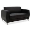 Καναπές 2θέσιος Dermis pakoworld inox-τεχνόδερμα μαύρο 138x75x75εκ 132-000002