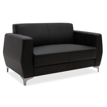 Καναπές 2θέσιος Dermis pakoworld inox-τεχνόδερμα μαύρο 138x75x75εκ 132-000002