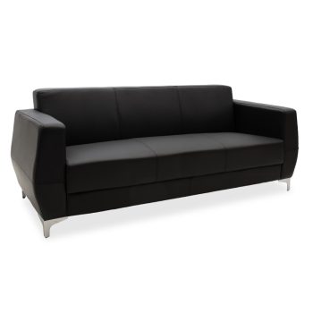 Καναπές 3θέσιος Dermis pakoworld inox-τεχνόδερμα μαύρο 188x75x75εκ 132-000003