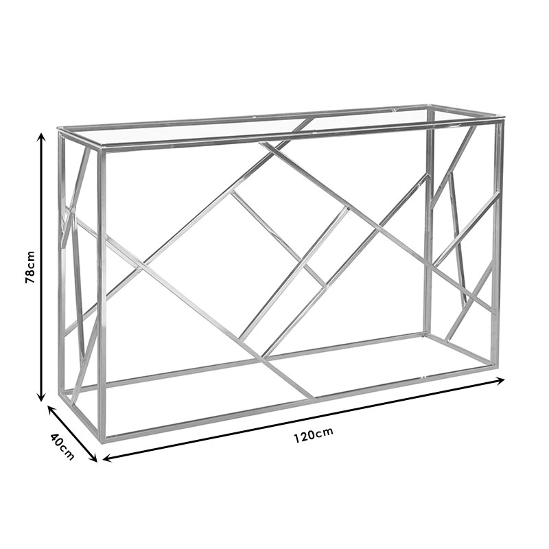 Κονσόλα Mabs ατσάλι ασημί-γυαλί 8mm 120x40x78εκ - Image 4